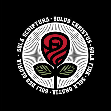 Christian Illustration. The Five Solas of the Christian Reformation.
