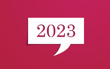 Happy new year 2023 greeting. Minimalist paper cut banner design.