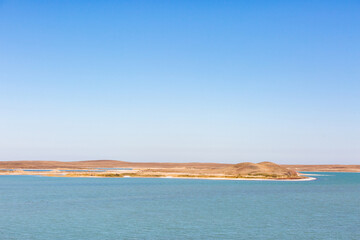 Lake Alakol autumn landscape. Kazakhstan