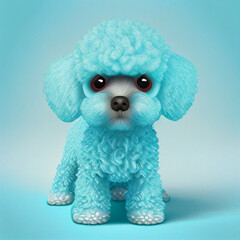 cute toy poodle puppy on blue made with generative AI