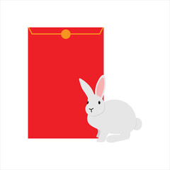 Lunar Year Bunny Illustration With Envelope