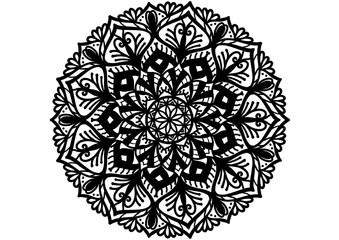 circular pattern in form mandala with flower for tattoo. Mehdi style