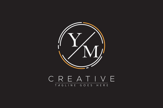 letter ym elegant and luxury Initial with circle frame minimal monogram logo design vector template