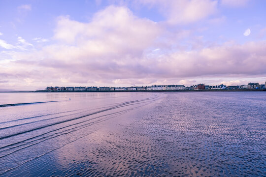 Troon from the Bay Shore Line looking over the sand towards Portland and the Town centre
