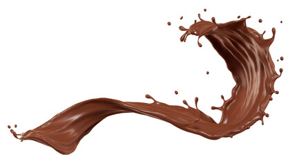 Chocolate isolated splashes wave. 3D render illustration - obrazy, fototapety, plakaty