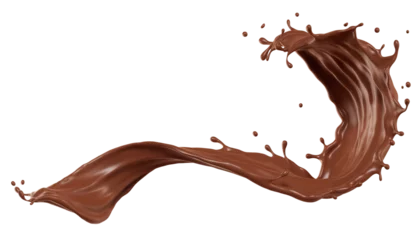 Poster Chocolate isolated splashes wave. 3D render illustration © Yoshikitaima