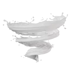 Foto op Canvas milk isolated splashes spiral 3D render illustration © Yoshikitaima