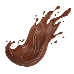 Chocolate isolated splashes. 3D render illustration