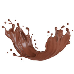 Chocolate isolated splashes wave. 3D render illustration