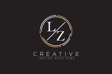 letter lz elegant and luxury Initial with circle frame minimal monogram logo design vector template - obrazy, fototapety, plakaty