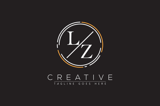 letter lz elegant and luxury Initial with circle frame minimal monogram logo design vector template