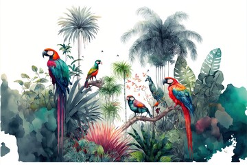  Minimalistic natural landscape of rainforests. Generative ai