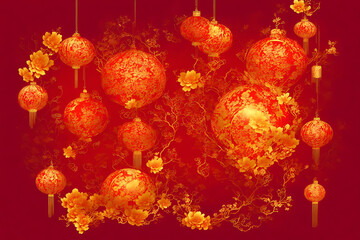 2023 chinese new year and spring festival background done with generative AI