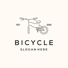 bicycle line art logo vector minimalist illustration design, bike symbol design