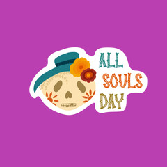 Day of the death stickers with cute skull