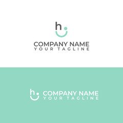 Letter h and i vector logo with smile concept.
