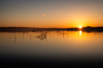 千葉県印西市　新春の印旛沼の朝