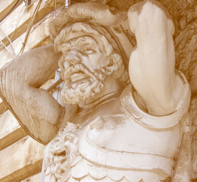 Greek myology. Titan holds the world