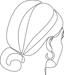 Woman head vector lineart illustration. One Line style drawing. Woman Line Art Minimalist Logo.