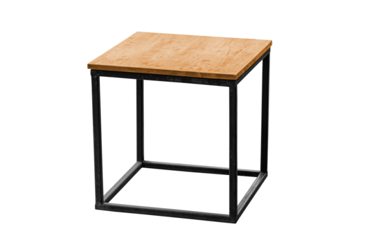 Small table wooden flat steel legs