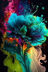 Plakat Colorful abstract flower fluid art bold colors, graphic design wallpaper background