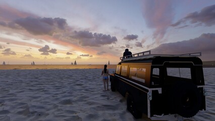 sunset on the beach