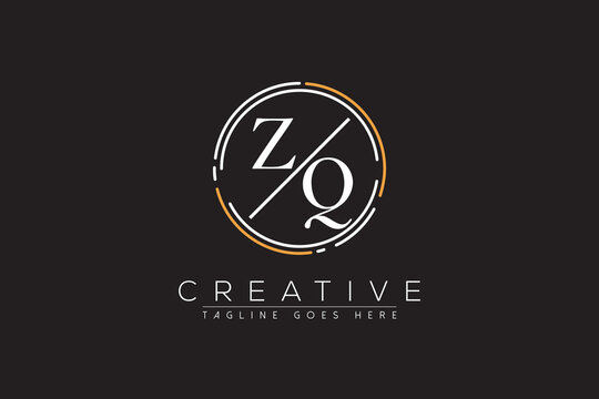 letter zq elegant and luxury Initial with circle frame minimal monogram logo design vector template