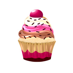 Graphic illustration pose cupcake cherry cake dessert
