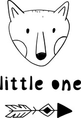 Little one poster for nursery decoration with cute fox 