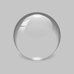 Round drop of water isolated on a grey background