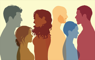 People from diverse cultures make up this profile group. People of diversity and Racial equality. Vector Illustration