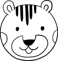 Cute tiger icon for nursery decor - vector illustration