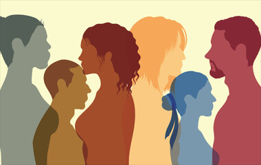 Collaborative and cooperative community. Organization based on teamwork and partnership. Diversity people profile. Business colleagues and coworkers from different ethnic backgrounds. Vector 