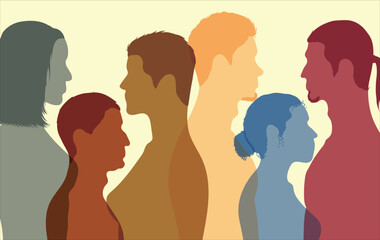 Multiethnic diversity. Bringing multicultural communities together and integrating them. Group profile based on country and culture. Vector Illustration