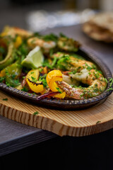 Traditional mexican beef fajitas also called alambre