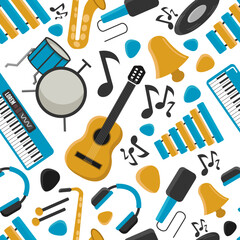 seamless pattern on the topic of musical instruments.vector cartoon simple seamless pattern.
