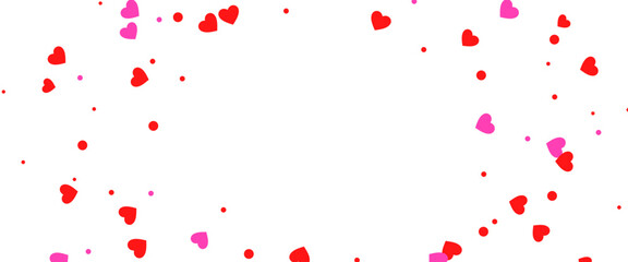 Fototapeta na wymiar happy valentines day cute red hearts background love and romantic - Colorful hearts frame on a transparent background with With an empty space in the middle to place your design