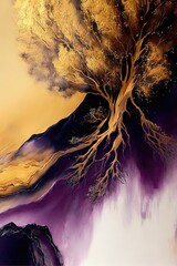 Obraz Drzewo - abstrakcja malowana tuszem