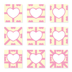 Template for Valentine's day with heart symbol on white background. Cute love banner or greeting card