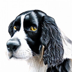 Portrait of a domestic dog looking at a person