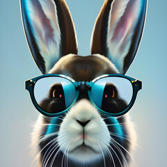 Portrait of a rabbit with sunglasses, digital painting, generative ai