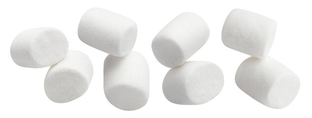 Collection of marshmallows, isolated on white background