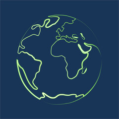 Vector illustration of planet earth with neon effect.