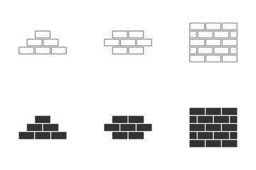 Bricks icon set. Simple design. Vector illustration.