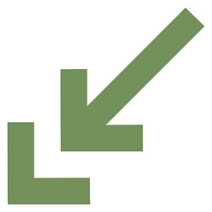 diagonal down left two green arrows icon