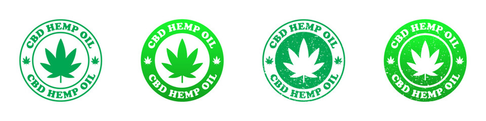 CBD hemp oil icon set. Vector illustration.