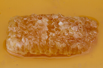 selective focus Honeycomb full of fresh raw honey
