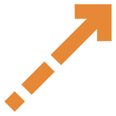 diagonal dash up right orange arrow icon