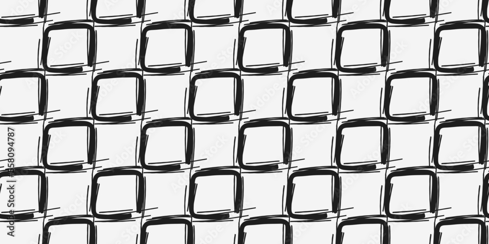 Poster the grid drawn with a black marker. vector seamless print for various surfaces. stylish print for te