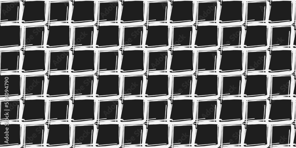 Aufkleber The grid drawn with a white marker. Vector seamless print for various surfaces. Stylish print for textiles, pillows, notebooks, cups, wallpapers, packaging, digital backgrounds.